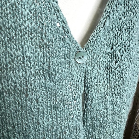 EILEEN FISHER Vintage Women's Knit Cardigan Sweater Button Front Sage Green L - Picture 4 of 11